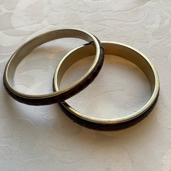 Vintage Firenze Italy Giraffe Reptile Gold Bangles - Picture 3 of 6